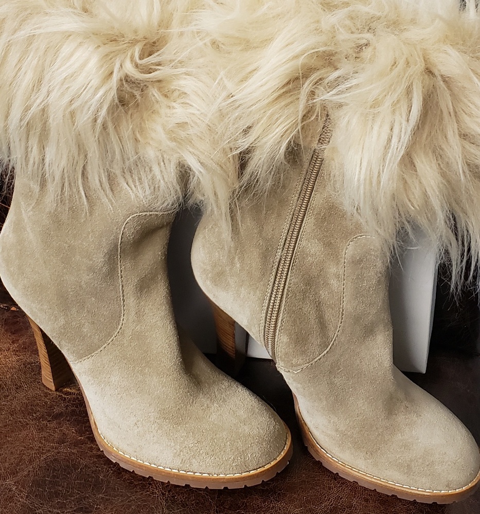 Marc Jacobs tan suede fur top boots